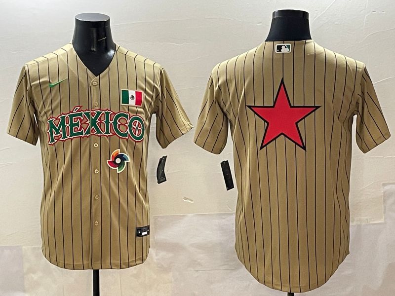 Men Mexico Blank Brown Stripe Joint Name 2025 Nike MLB Jersey style 6